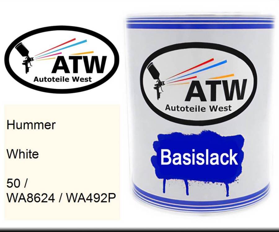Hummer, White, 50 / WA8624 / WA492P: 1L Lackdose, von ATW Autoteile West.